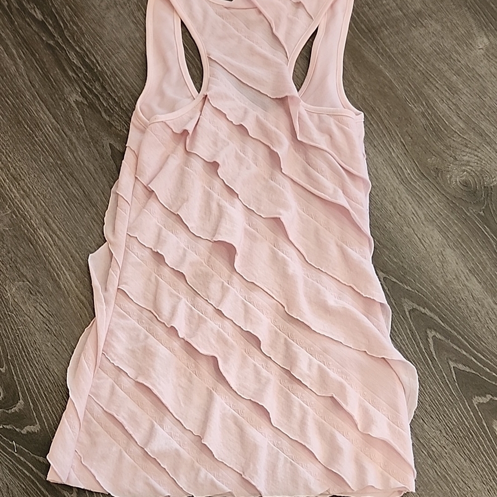 Pink Ruffled Tiered Midi Racerback Tank - Picture 3 of 5